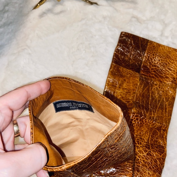 ANDREA PFISTER Soft Calf Leather Animal Textured Knee Brown Boots Sz 6 - Picture 3 of 10